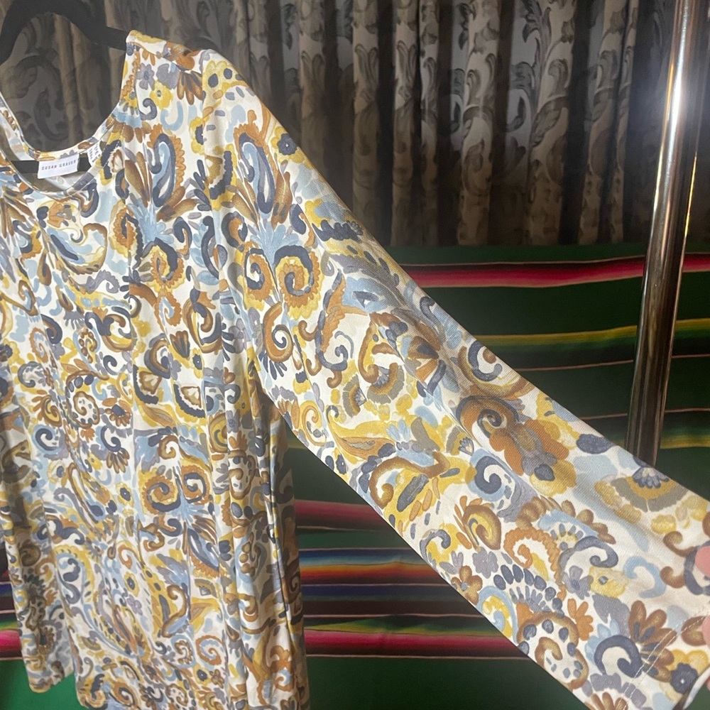 Susan Graver Multicolor Paisley Top